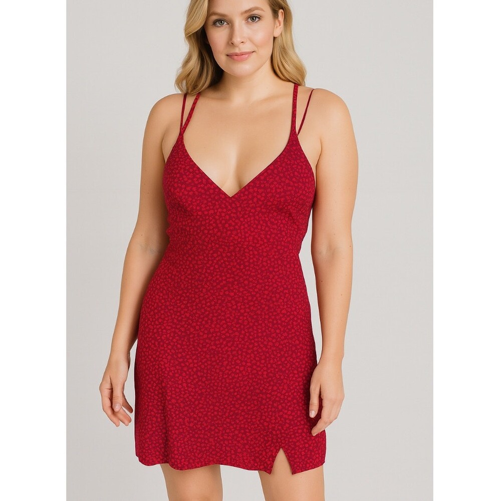 Kimchi Blue dress mini maroon NEW cris cross back SZ SM Summer beach